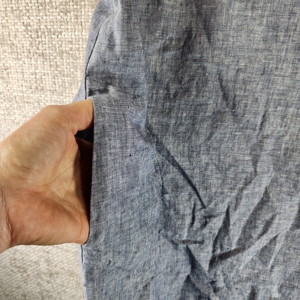Blue Illusion 100% French Linen Midi Dress Womens XL Blue Short Sleeve Shift - Picture 3 of 11